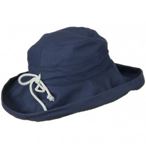 Sun Hats UPF 50+ Canvas Large Brim Self Tie Hat - Navy - CO120ZPFFZ1