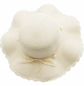 Sun Hats Women Wide Brim Sun Hat Summer Beach Cap UV Packable Straw Hat - Beige - CT18RS9KHXU