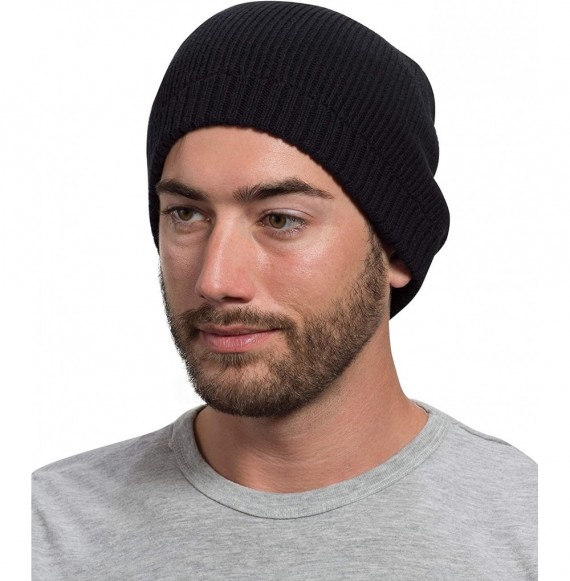 Skullies & Beanies 100% Cotton Beanie for Cool Everyday Wear in Solid Colors Men and Women - Black - CJ18TNAU379