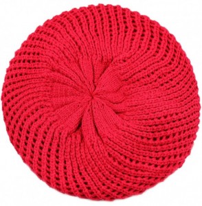 Berets 200H-008 Thick Knit Beret Tam Beanie Winter Hat - Red - CM127OCL10B