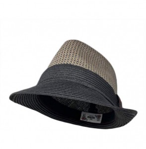Fedoras Men Women Unisex Cool Summer Sun Beach Paper Straw Fedora Hat Cap - Black - CR18W2L537R
