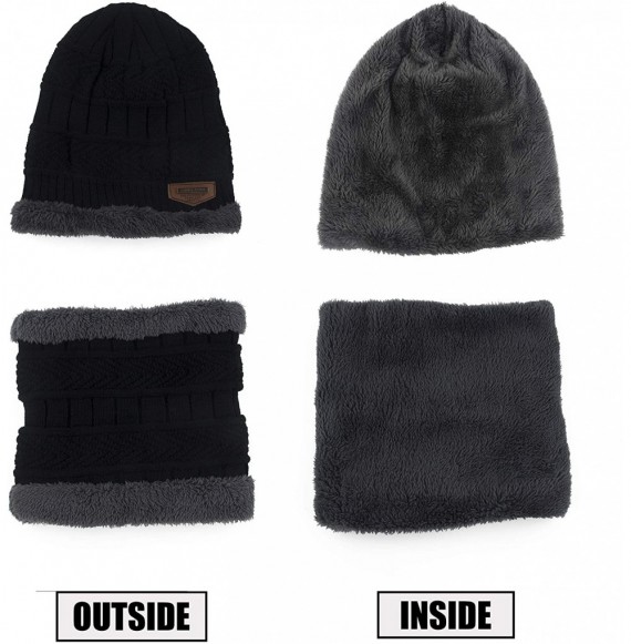 Skullies & Beanies Thick Warm Winter Beanie Hat Soft Stretch Slouchy Skully Knit Cap for Women - C-black-hat & Scarf - CU18HK...