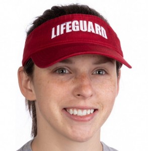Baseball Caps Lifeguard Visor - Professional Guard Hat Red Sun Cap Men Women Costume Uniform - Red - CA18L5QZU66