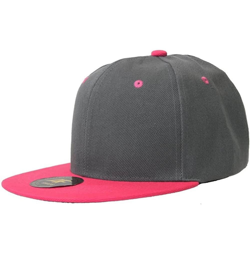 Baseball Caps New Two Tone Snapback Hat Cap - Grey Hot Pink - CT11B5O2PDR