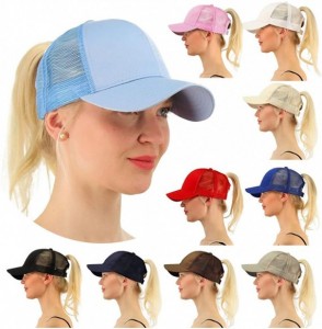 Baseball Caps 2018 New Ponytail Baseball Cap Women Messy Bun Tennis Hat Adjustable Mesh Snapback - Navy - CS18CK77DAE
