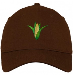 Baseball Caps Custom Soft Baseball Cap Ear of Corn Embroidery Dad Hats for Men & Women - Brown - CS18SLUSIW0