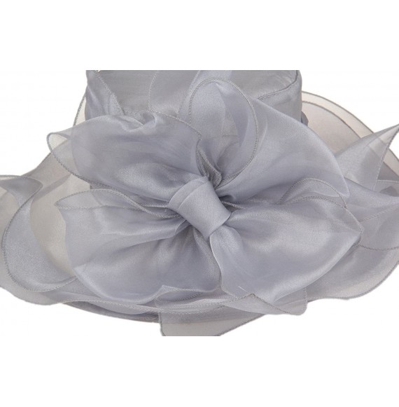 Sun Hats Women's Breathable Bowknot Kentucky Derby Hat Tea Party Church Wedding Hat - Grey - C418CWQ78Y4