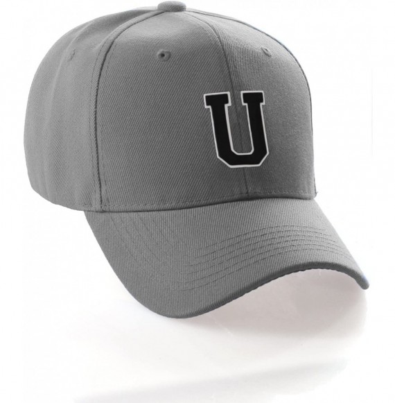 Baseball Caps Classic Baseball Hat Custom A to Z Initial Team Letter- Charcoal Cap White Black - Letter U - CD18IDU97ML