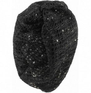 Skullies & Beanies Sequin Stitched Slouchy Mesh Beanie - Black - CX11NNYXVCB