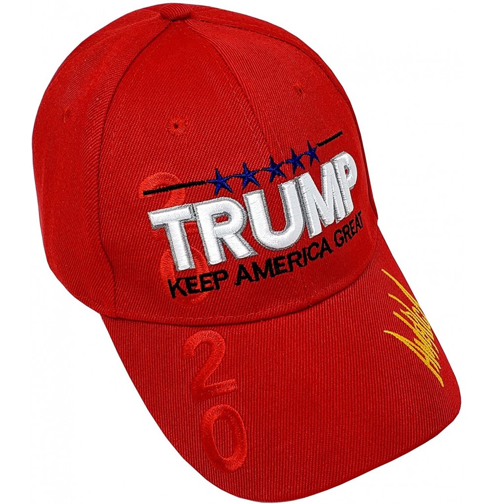 Baseball Caps Donald Trump 2020 Keep America Great Baseball Hat 3D Signature Cap (One Size- Red 800R) - CZ18ZO49GQO