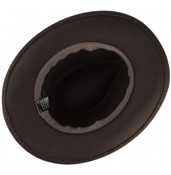 Cowboy Hats Unisex Retro Felt Western Cowboy Hat Wide Brim Crushable Outback Hat with Leather Band - Khaki - CE18NYKCG72