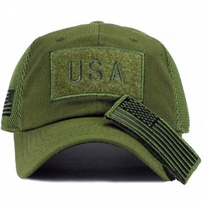 Baseball Caps USA Flag Hat OD Green Detachable Patch Micro Mesh Tactical Cap - CA189X38TIE