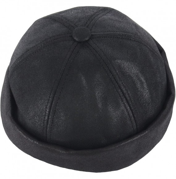 Baseball Caps B303 Irish Faux Leather No Bill Fashion Sexy Club Ball Cap Baseball Hat Truckers - Black - CC185E4CHN7