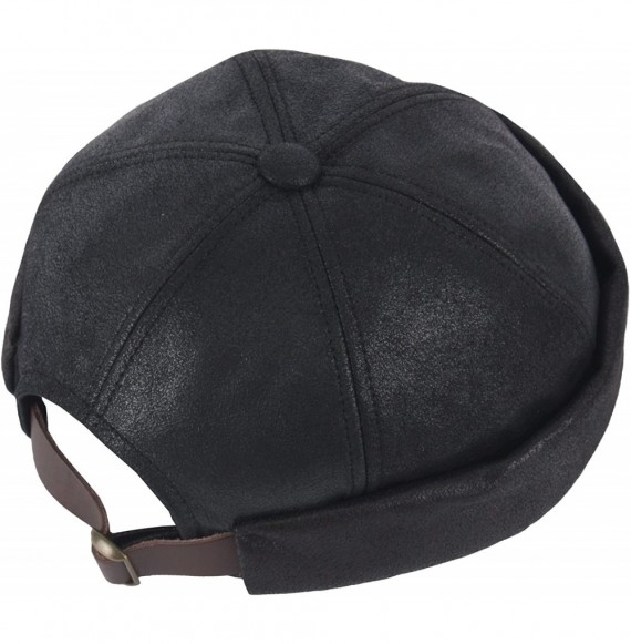 Baseball Caps B303 Irish Faux Leather No Bill Fashion Sexy Club Ball Cap Baseball Hat Truckers - Black - CC185E4CHN7