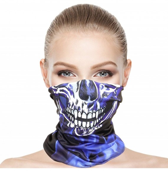 Balaclavas Balaclava Neck Gaiters Face Scarf Unisex Headwear Stretchy Bandana Dust Scarf Headbands - Blue Skeleton - CL198SLDEEU