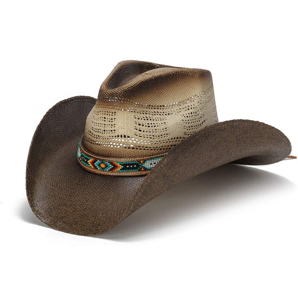 Cowboy Hats Women's Montana Color Bead Two Tone Cowboy Hat - C918OQTNUNI