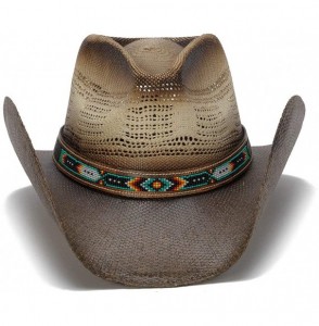 Cowboy Hats Women's Montana Color Bead Two Tone Cowboy Hat - C918OQTNUNI