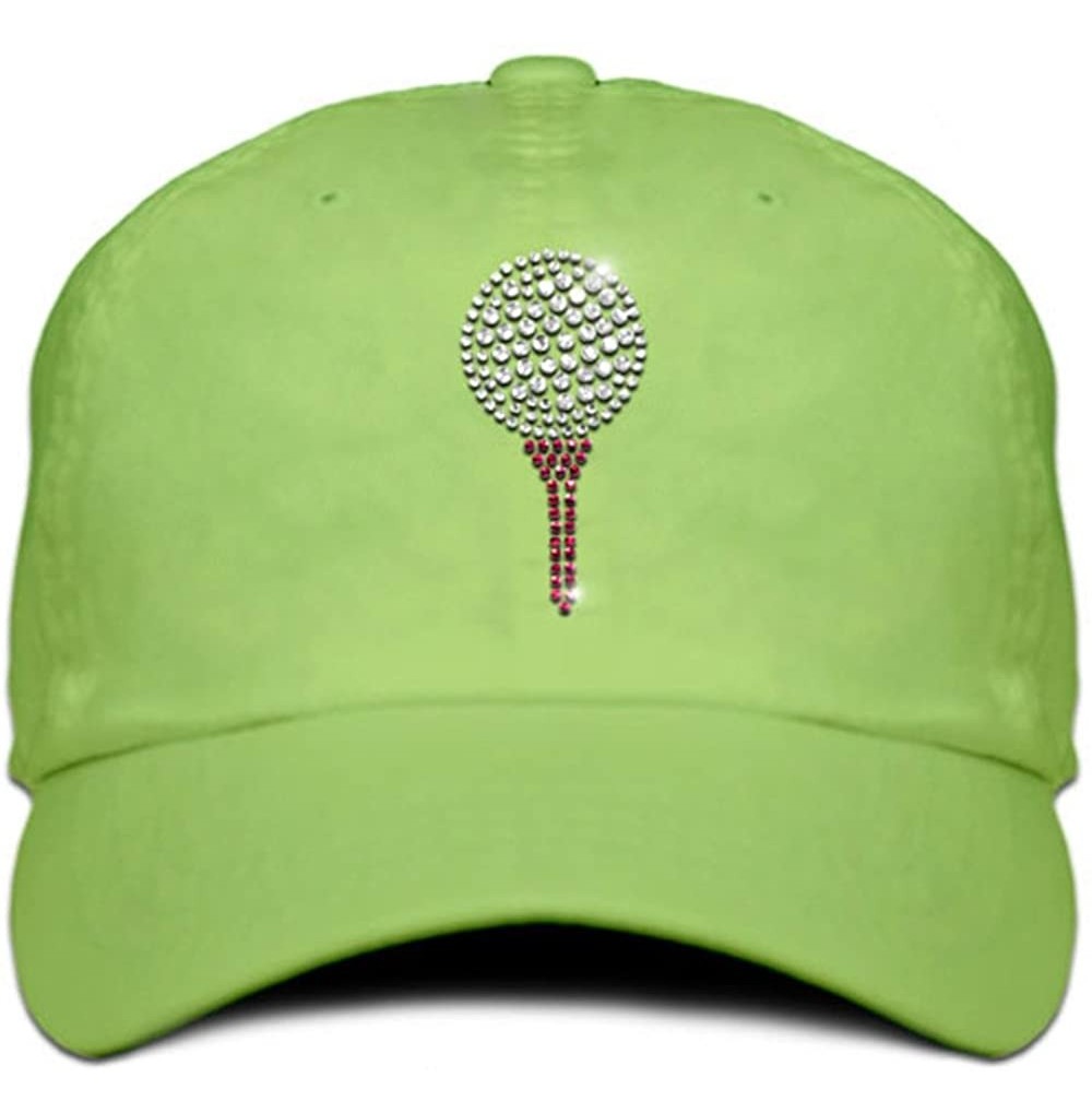 Baseball Caps Ladies Cap with Bling Rhinestone Design of Golf Ball and Tee - Lime - CB1825KG94Q