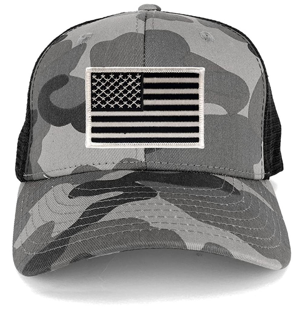 Baseball Caps US American Flag Embroidered Iron on Patch Adjustable Urban Camo Trucker Cap - UUB - Black White Patch - CN12N7...