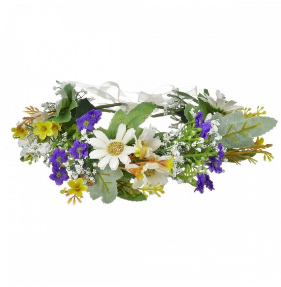 Headbands Adjustable Bridal Flower Garland Headband - C-Purple White - C218TE7H9E3
