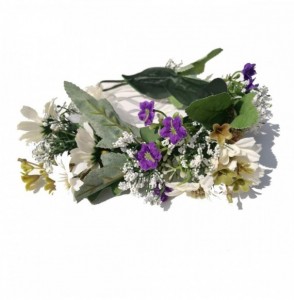 Headbands Adjustable Bridal Flower Garland Headband - C-Purple White - C218TE7H9E3