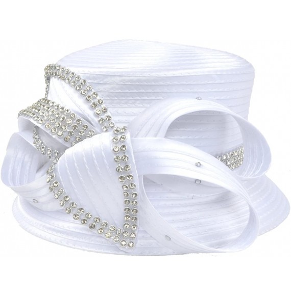 Bucket Hats Women Kentucky Derby Church Dress Cloche Hat Fascinator Floral Tea Party Wedding Bucket Hat S052 - Sd707-white - ...