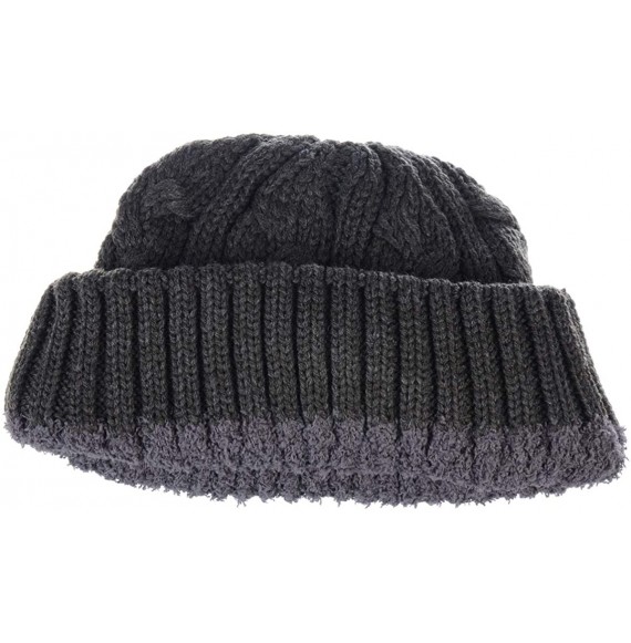 Skullies & Beanies Womens Winter Knit Beanie Hat Plush Fleece Lined - 709charcoal - CE18ZAU03GL