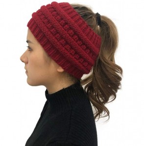 Skullies & Beanies Women Fashion Outdoor Solid Splice Hats Crochet Knit Holey Beanie Cap Headband - Red - CK18A0Z0SZW