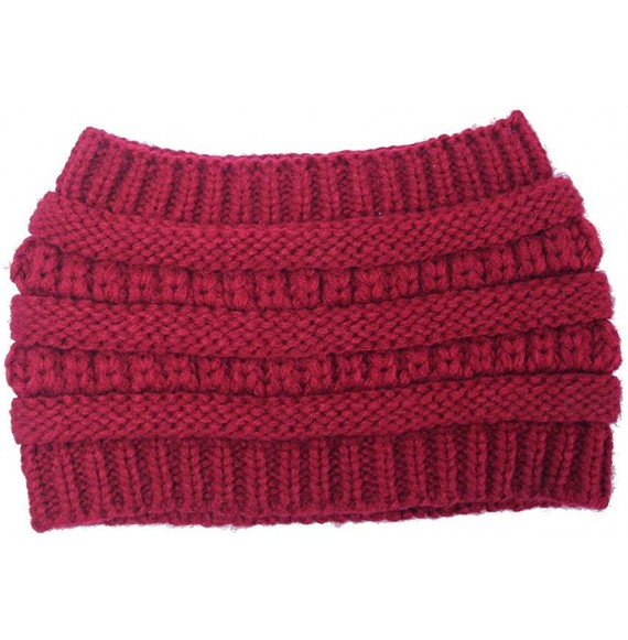 Skullies & Beanies Women Fashion Outdoor Solid Splice Hats Crochet Knit Holey Beanie Cap Headband - Red - CK18A0Z0SZW