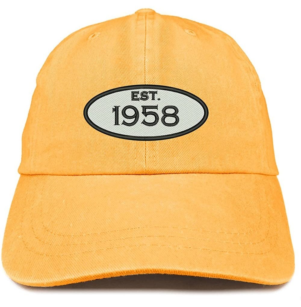 Baseball Caps Established 1958 Embroidered 62nd Birthday Gift Pigment Dyed Washed Cotton Cap - Mango - CO180MZWLHD