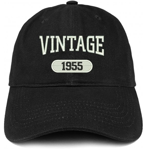 Baseball Caps Vintage 1955 Embroidered 65th Birthday Relaxed Fitting Cotton Cap - Black - CW180ZKOXA7