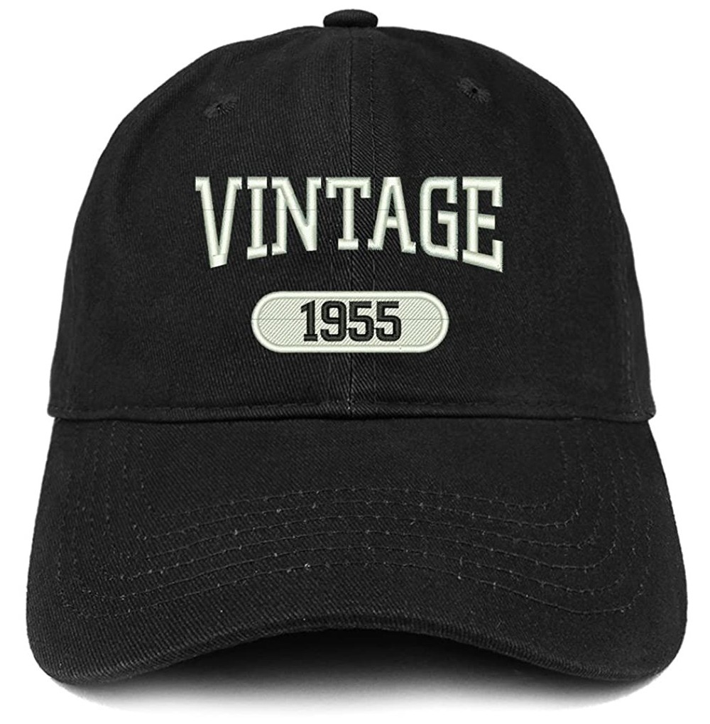 Baseball Caps Vintage 1955 Embroidered 65th Birthday Relaxed Fitting Cotton Cap - Black - CW180ZKOXA7