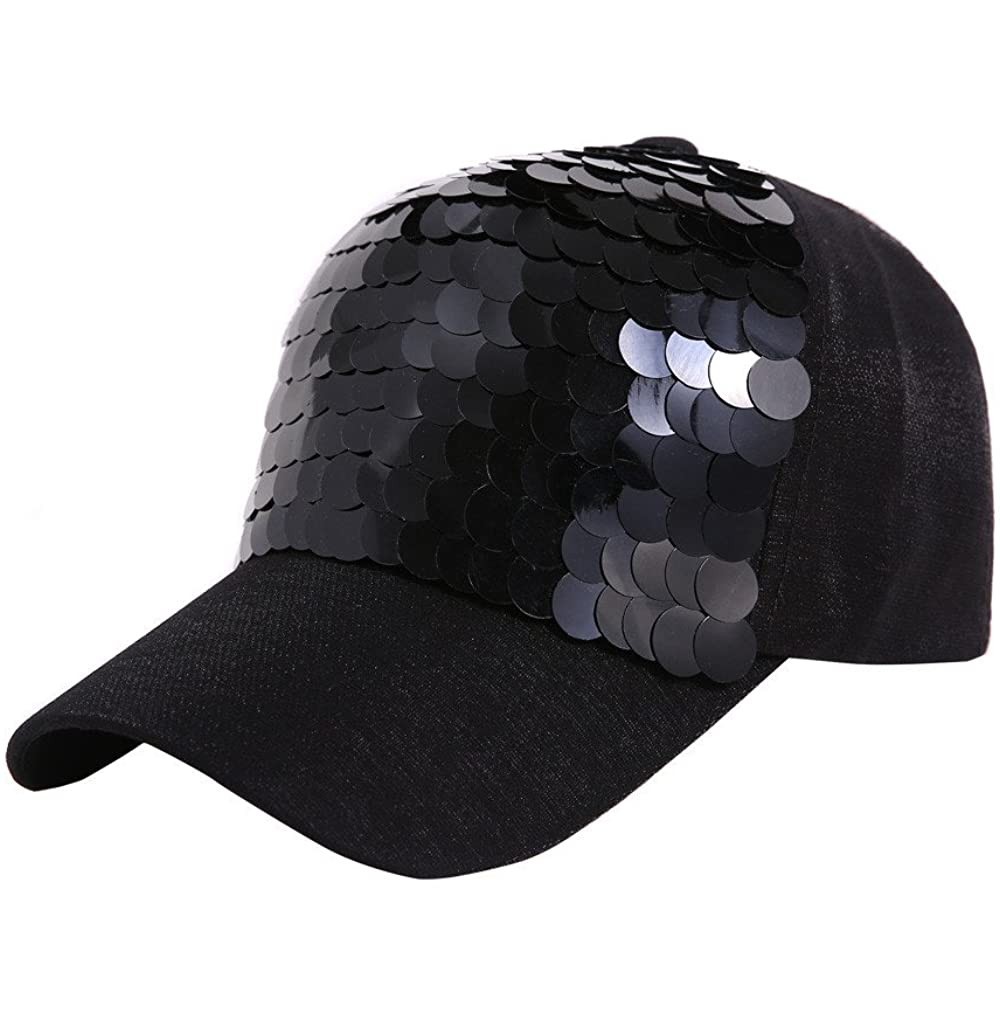 Baseball Caps Unisex Sequins Patchwork Mesh Cap Fashion Baseball Cap Outdoor Net Sun Hat - S-black - CM18NQ02TNZ