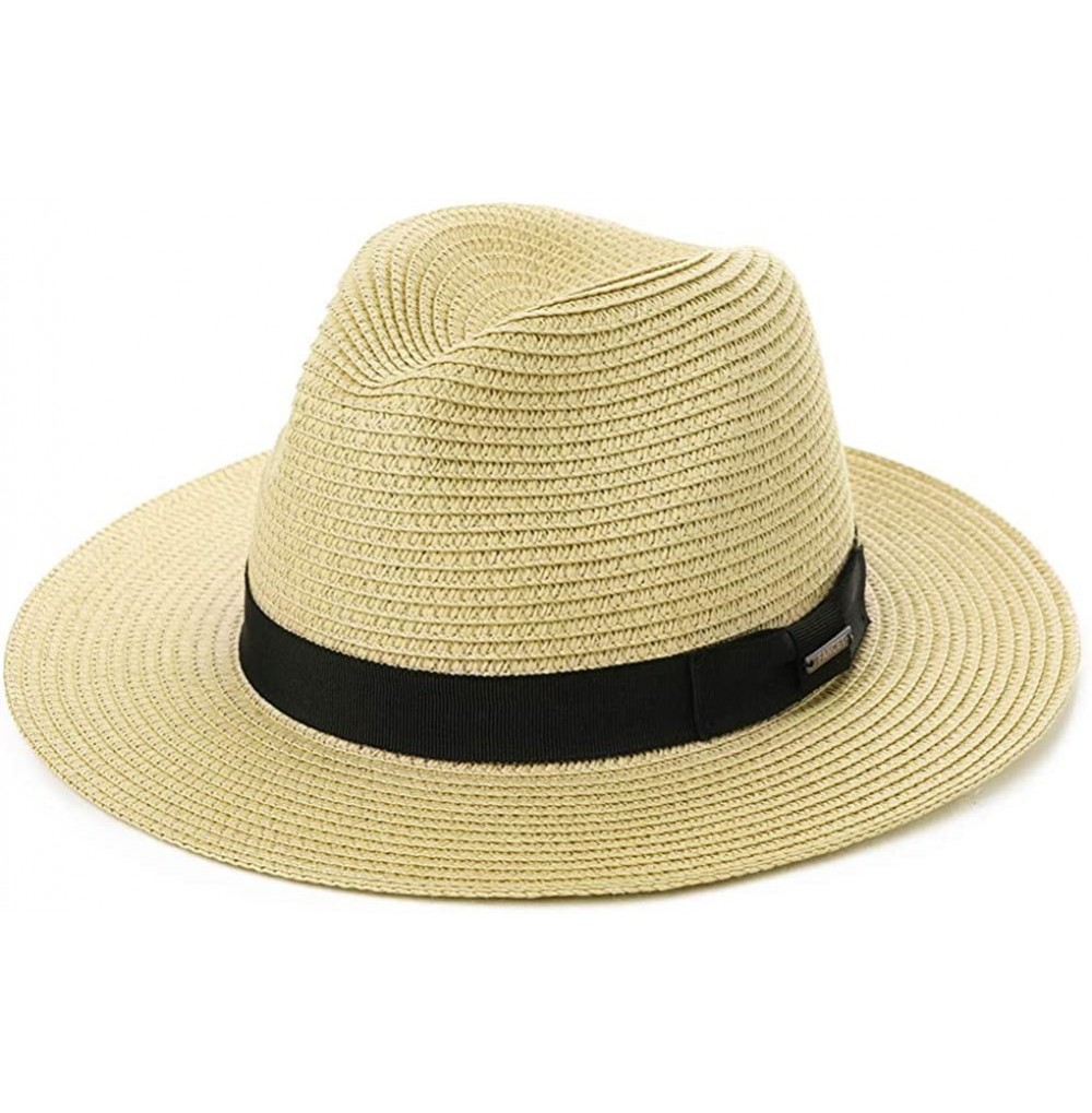 Fedoras Womens Straw Fedora Brim Panama Beach Havana Summer Sun Hat Party Floppy - 00715_natural - C518R6Y7MDL