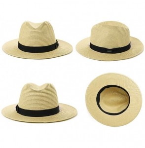 Fedoras Womens Straw Fedora Brim Panama Beach Havana Summer Sun Hat Party Floppy - 00715_natural - C518R6Y7MDL