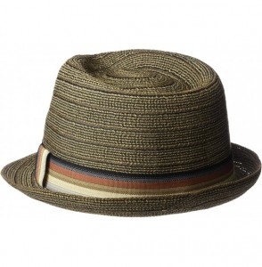 Fedoras Men's Fedora with Light Viscose Braid with Striped Band - Brown - CG17YS9UL4K