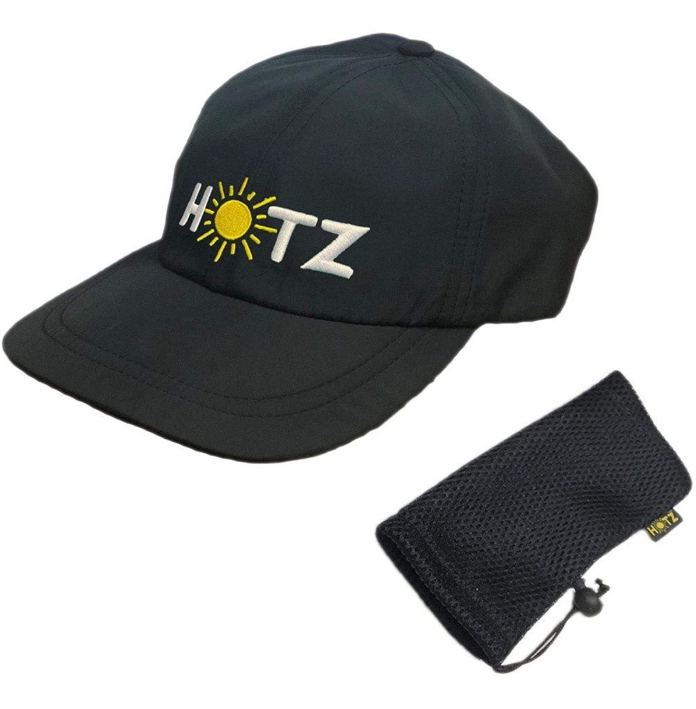 Sun Hats Tactical Cap - Folding Outdoor Hat w/Bag - Travel Military - Black Microfiber W/ Logo - C718QEC4IZG