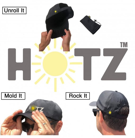 Sun Hats Tactical Cap - Folding Outdoor Hat w/Bag - Travel Military - Black Microfiber W/ Logo - C718QEC4IZG