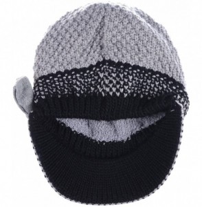 Skullies & Beanies Winter Fashion Knit Cap Hat for Women- Peaked Visor Beanie- Warm Fleece Lined-Many Styles - Grey Knit - CF...
