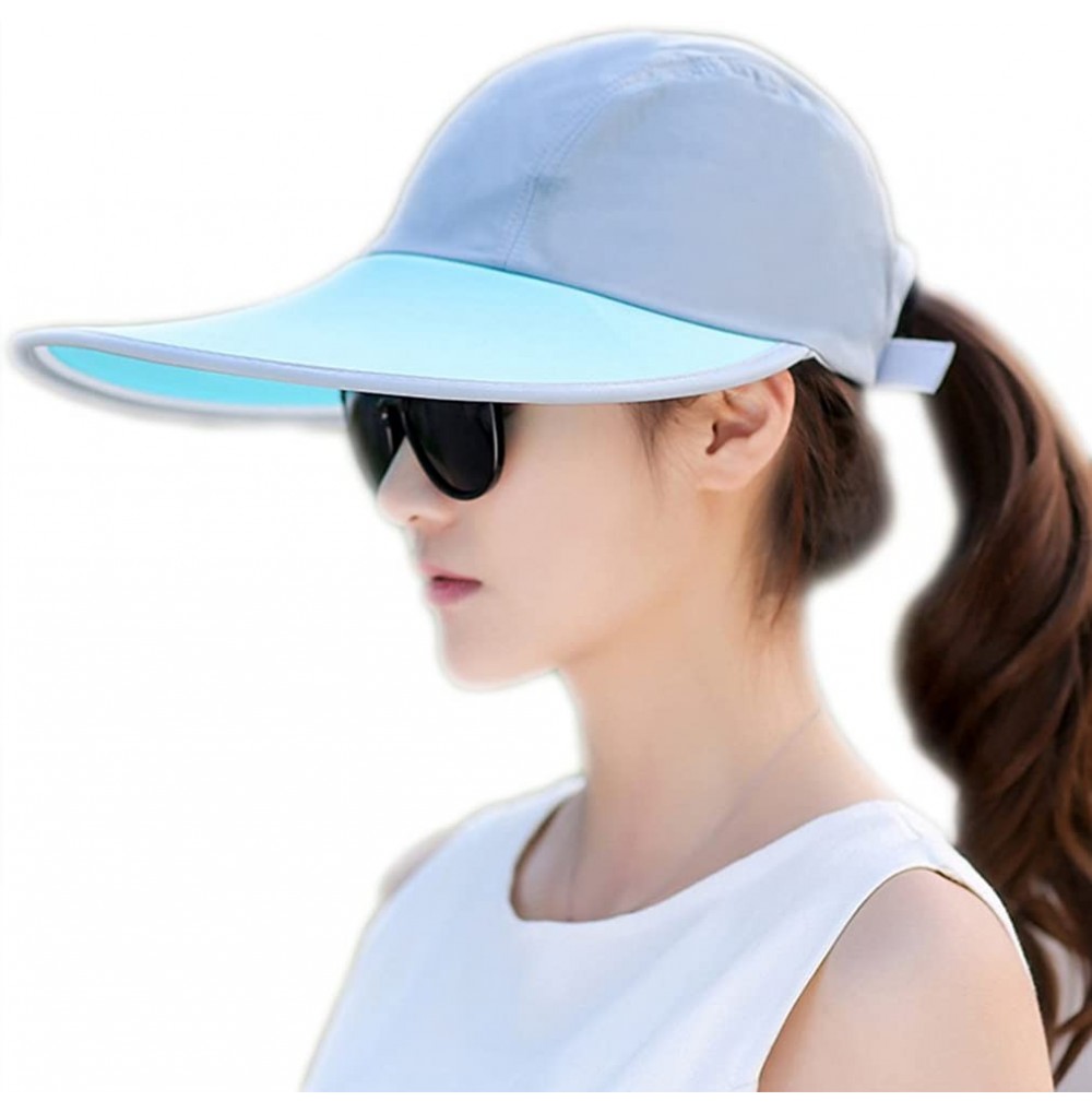 Sun Hats Outdoor Recreation Sports Anti UV Sun Hat Wide Brim Baseball Cap Large Sun Visor - Lake Blue - CI18WR6T0U9