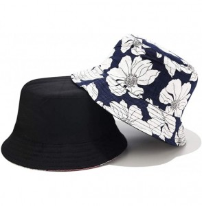 Bucket Hats Reversible Cotton Bucket Hat Multicolored Fisherman Cap Packable Sun Hat - Deep Blue - CL18W0NEG6G