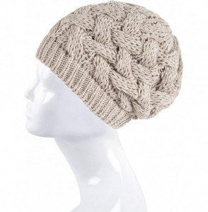 Skullies & Beanies Cable Knit Slouchy Chunky Oversized Soft Warm Winter Beanie Hat - Taupe - C7186Q0N7ME