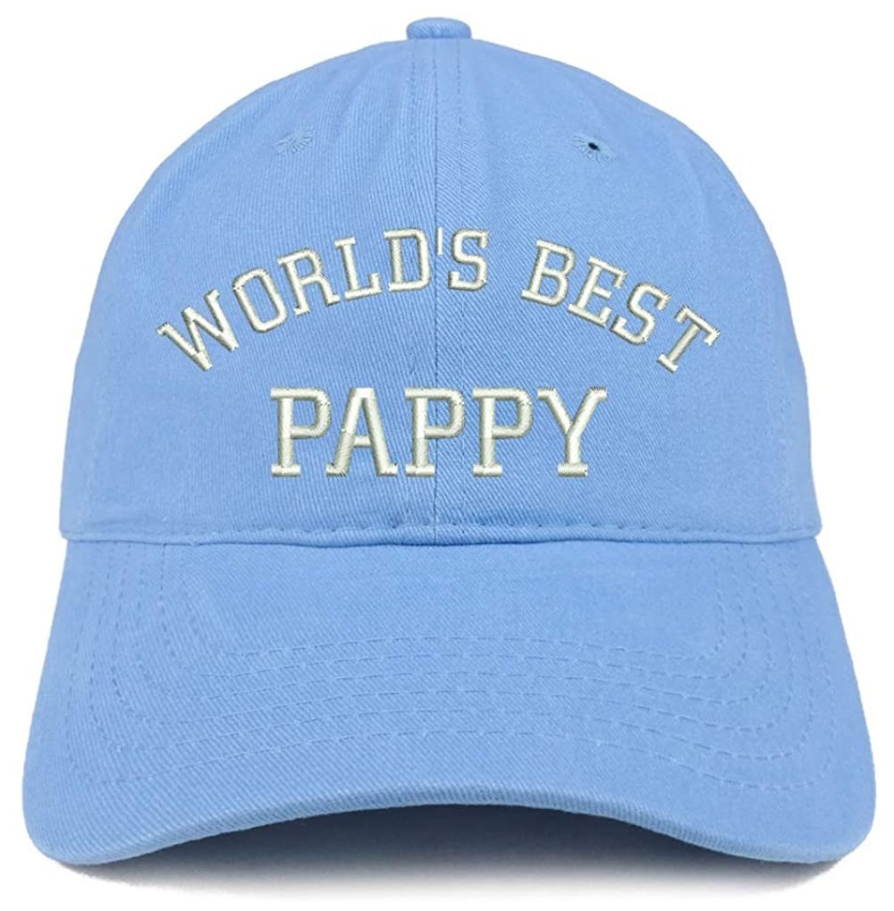 Baseball Caps World's Best Pappy Embroidered Soft Crown 100% Brushed Cotton Cap - Carolina Blue - CW18SO0Q8C9
