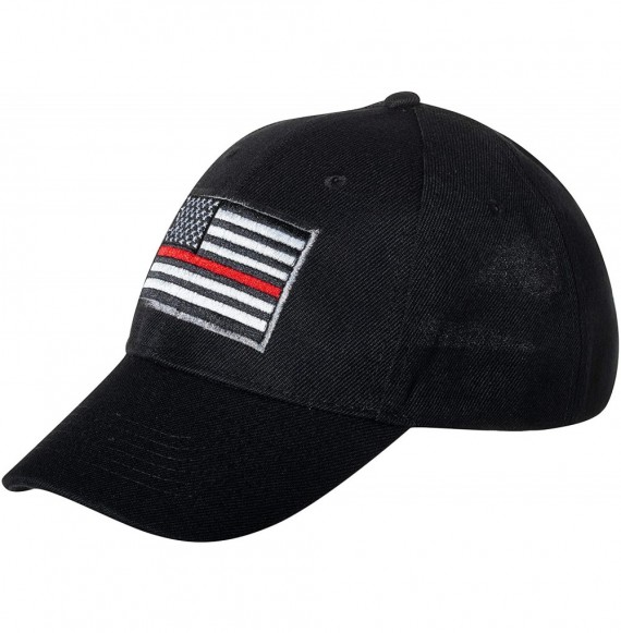 Baseball Caps United States Flag Thin Blue Line Embroidered Black Baseball Cap - Firefighter - CS18S5CLZK4