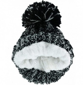 Skullies & Beanies Women's Marled Knit Cable Cuff Cap with Pom - Black - CJ18A9GS8LH