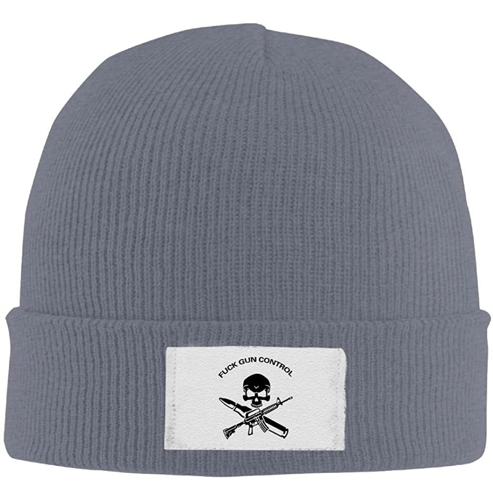 Skullies & Beanies Fuck Gun Control AR15 and AK47 Winter Warm Knit Hats Skull Caps Thick Cuff Beanie Hat for Men and Women - ...