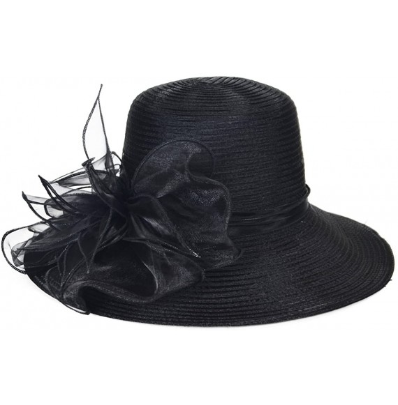 Bucket Hats Kentucky Derby Dress Church Cloche Hat Sweet Cute Floral Bucket Hat - Leaf-black - C8189ZD58S7
