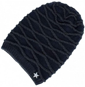 Skullies & Beanies Men Winter Skull Cap Beanie Large Knit Hat with Thick Fleece Lined Daily - A - Khaki - CC18ZD5SA4R