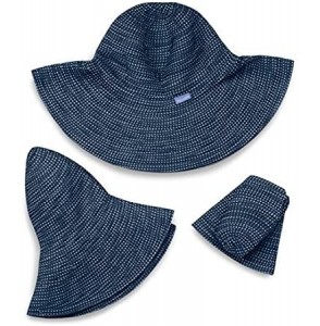 Sun Hats Women's Scrunchie Sun Hat - UPF 50+- Ultra-Light- Wide Brim- Floppy- Packable - Soild Navy - CS189A4M3IO