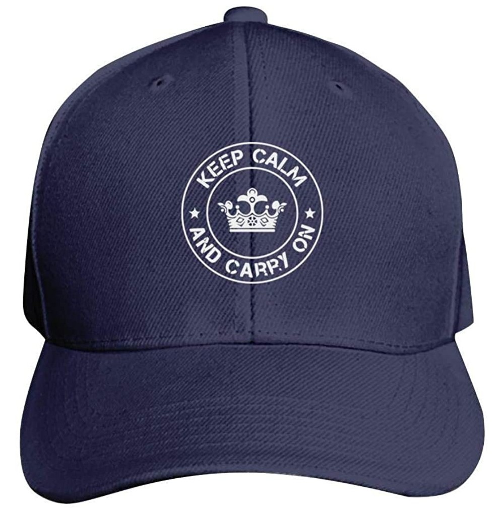 Baseball Caps Unisex Baseball Cap Keep Calm and Carry On Trucker Cap Relaxed Fit with Adjustable Strap Dad Hat - Navy - CM18R...